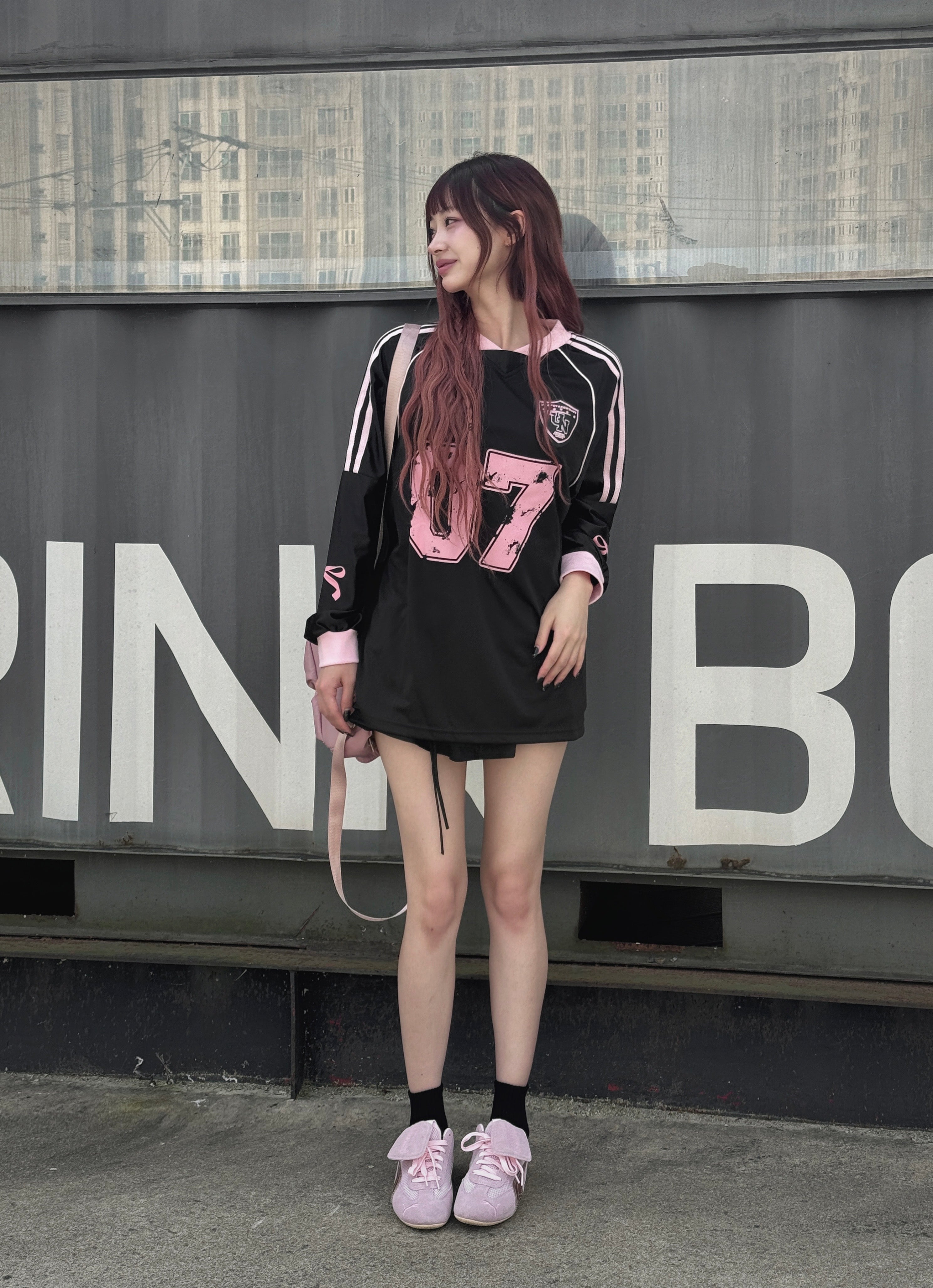 リボンプリントユニフォームロングTシャツ LAE20650