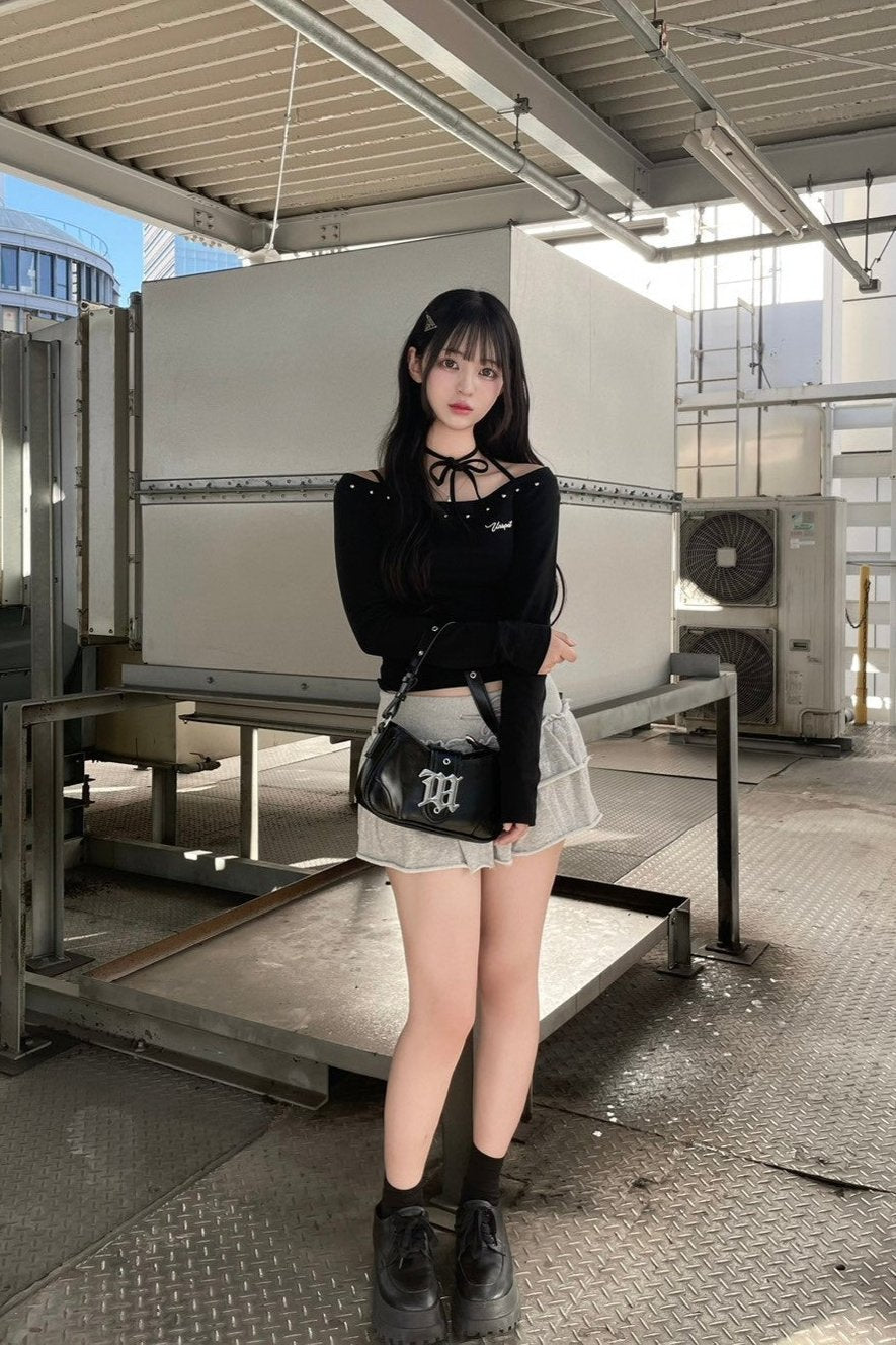 ホルターネックオフショルダーロゴTシャツ LAE20727