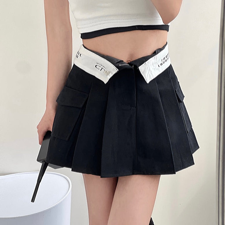 折り返しサイドポケットプリーツスカート LAE17743